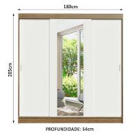 Guarda-roupa Casal Madesa Reno 3 Portas De Correr Com Espelho Rustic/Branco - 9