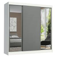 Guarda-roupa Madesa Reno 3 Porta Correr Espelho Branco Cinza - 1