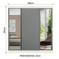 Guarda-roupa Madesa Reno 3 Porta Correr Espelho Branco Cinza - 5