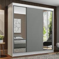Guarda-roupa Madesa Reno 3 Porta Correr Espelho Branco Cinza - 8