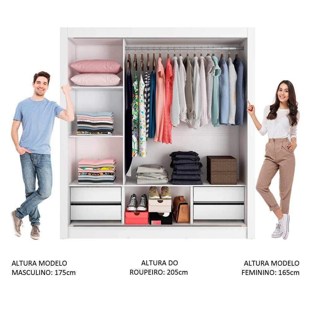 Guarda-Roupa Lyon Plus 3 Portas 1 Espelho Branco Madesa - 3
