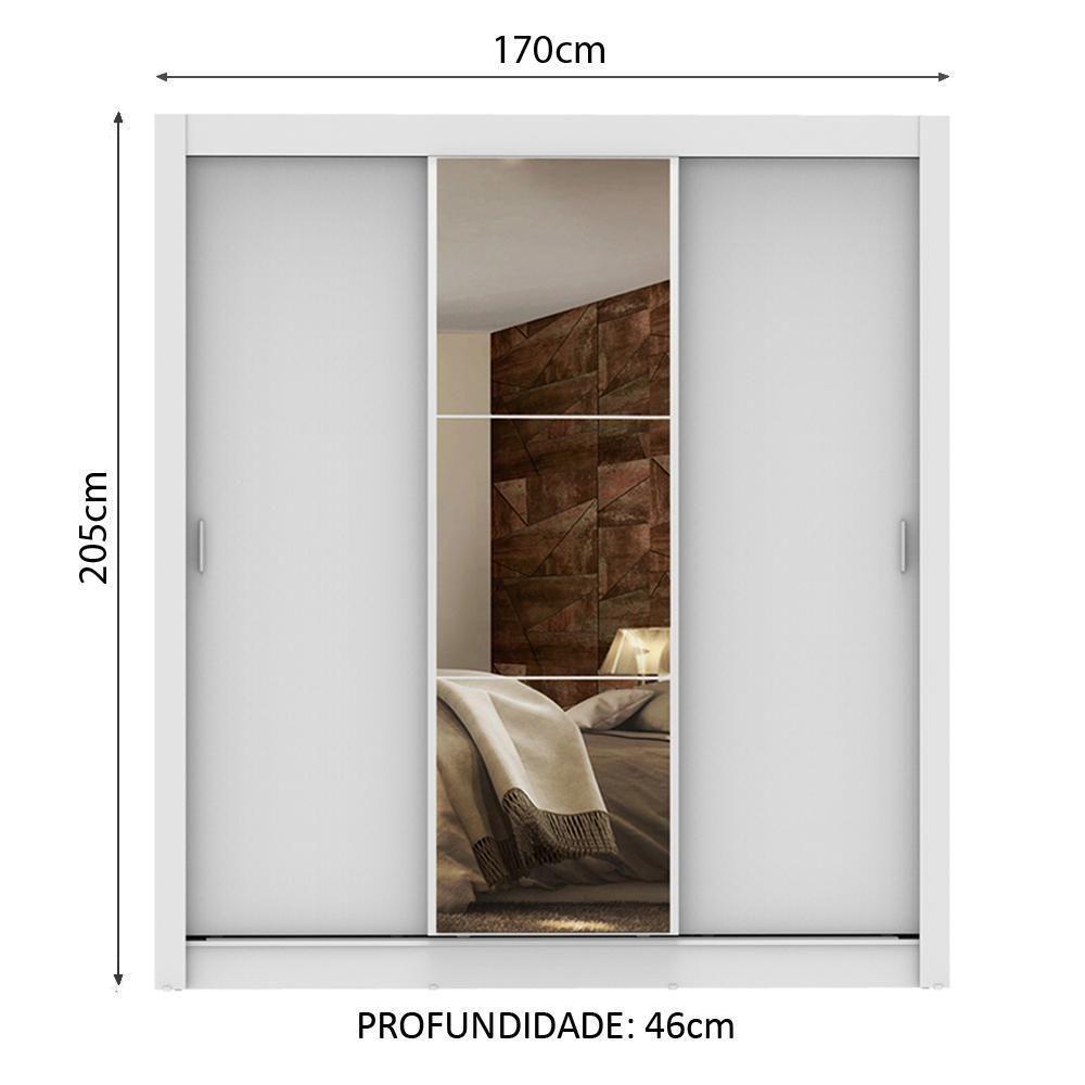 Guarda-Roupa Lyon Plus 3 Portas 1 Espelho Branco Madesa - 5
