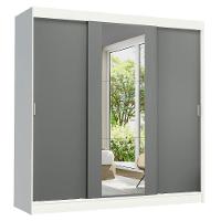 Guarda-roupa Casal Madesa Reno 3 Portas De Correr Com Espelho Branco/Cinza - 2