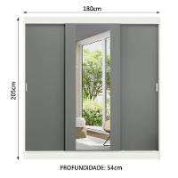 Guarda-roupa Casal Madesa Reno 3 Portas De Correr Com Espelho Branco/Cinza