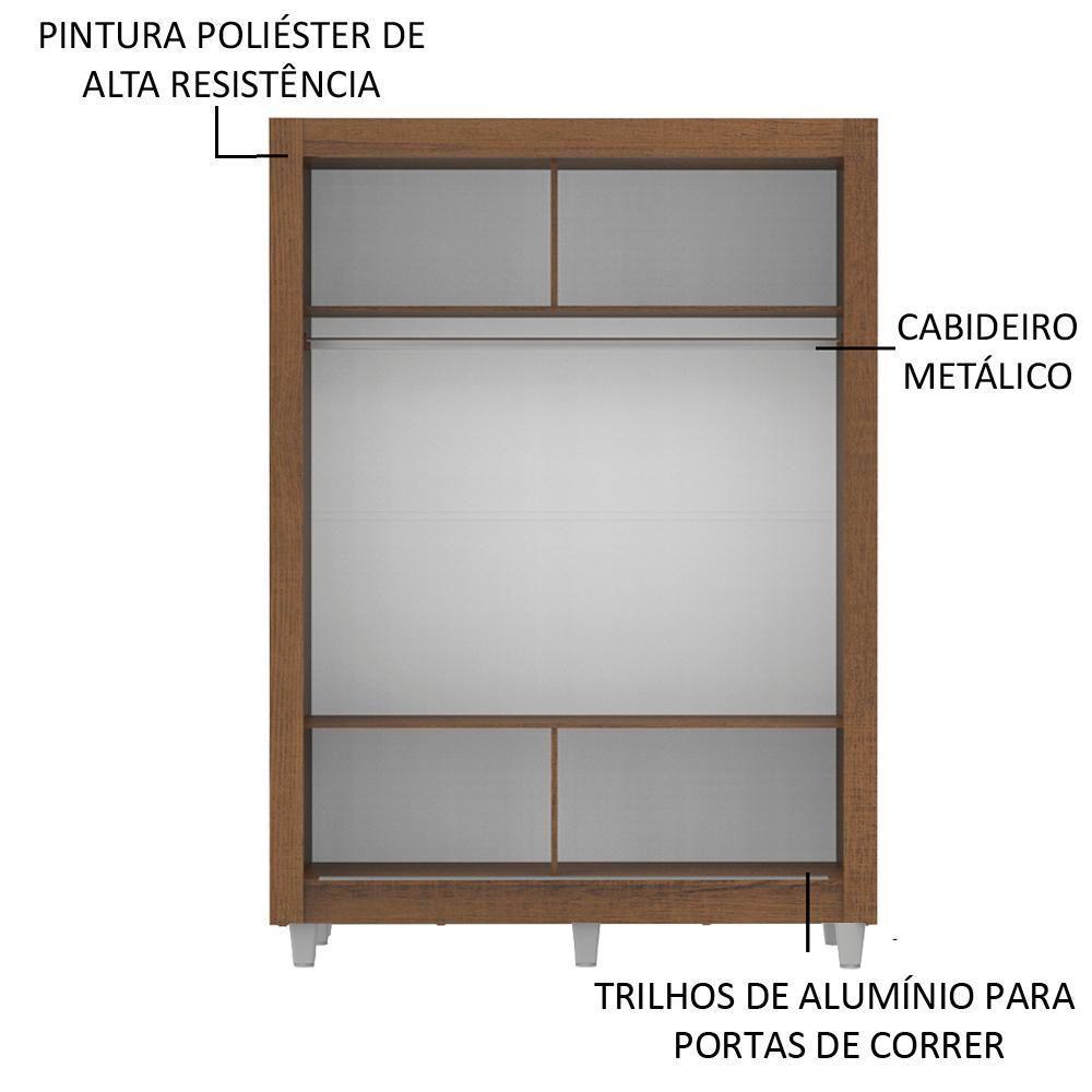 Guarda-Roupa Denver 2 Portas 2 Espelhos Rustic Madesa - 10