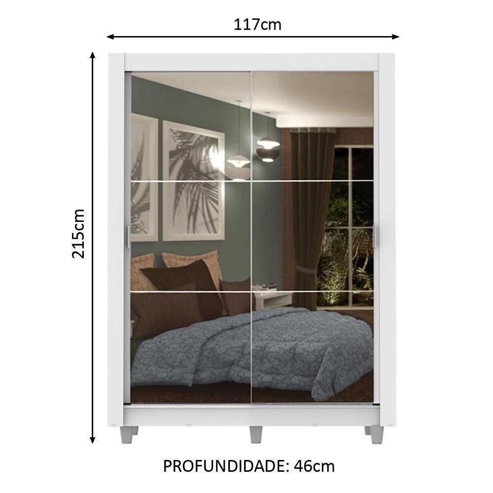 Guarda-Roupa Dallas 2 Portas Correr 2 Espelhos Branco Madesa - 4