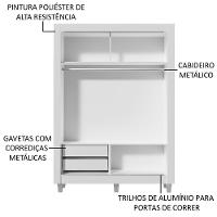 Guarda-Roupa Dallas 2 Portas Correr 2 Espelhos Branco Madesa - 5