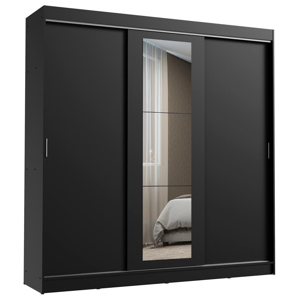 Guarda-roupa Casal Kansas 3 Portas de Correr com Espelho 3 Gavetas Madesa - 2