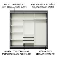 Guarda-roupa Casal Kansas 3 Portas de Correr com Espelho 3 Gavetas Madesa - 26