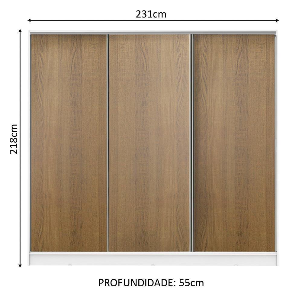 Guarda-Roupa Casal Royale MDF 3 Portas Correr Rustic Madesa - 10
