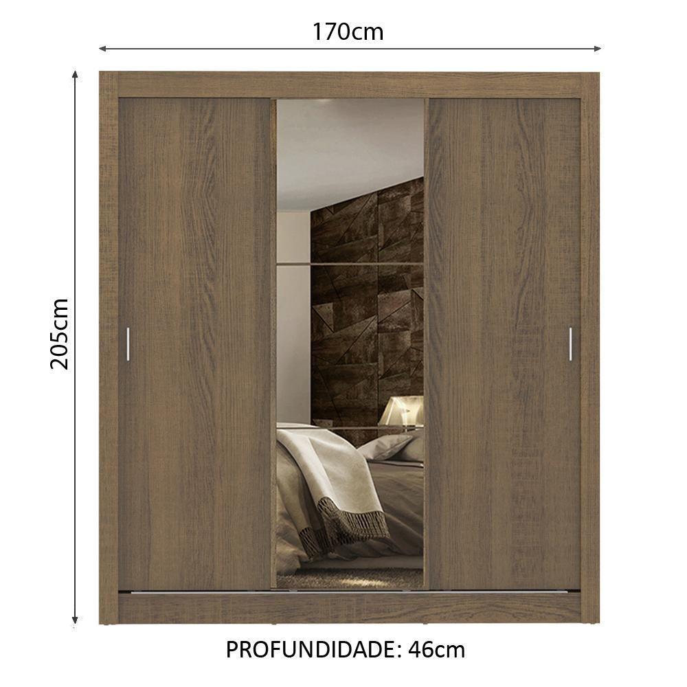 Guarda-Roupa Lyon Plus 3 Portas 1 Espelho Rustic Madesa - 7