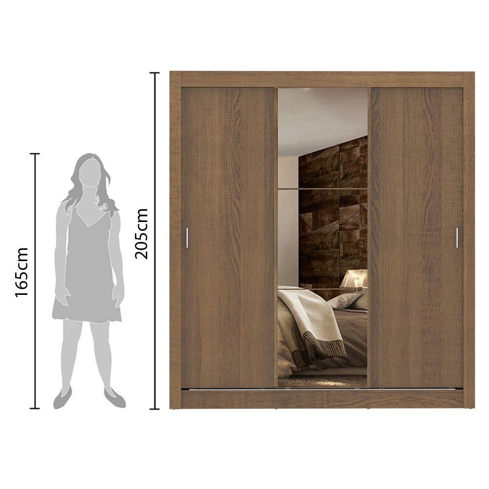 Guarda-Roupa Lyon Plus 3 Portas 1 Espelho Rustic Madesa - 8