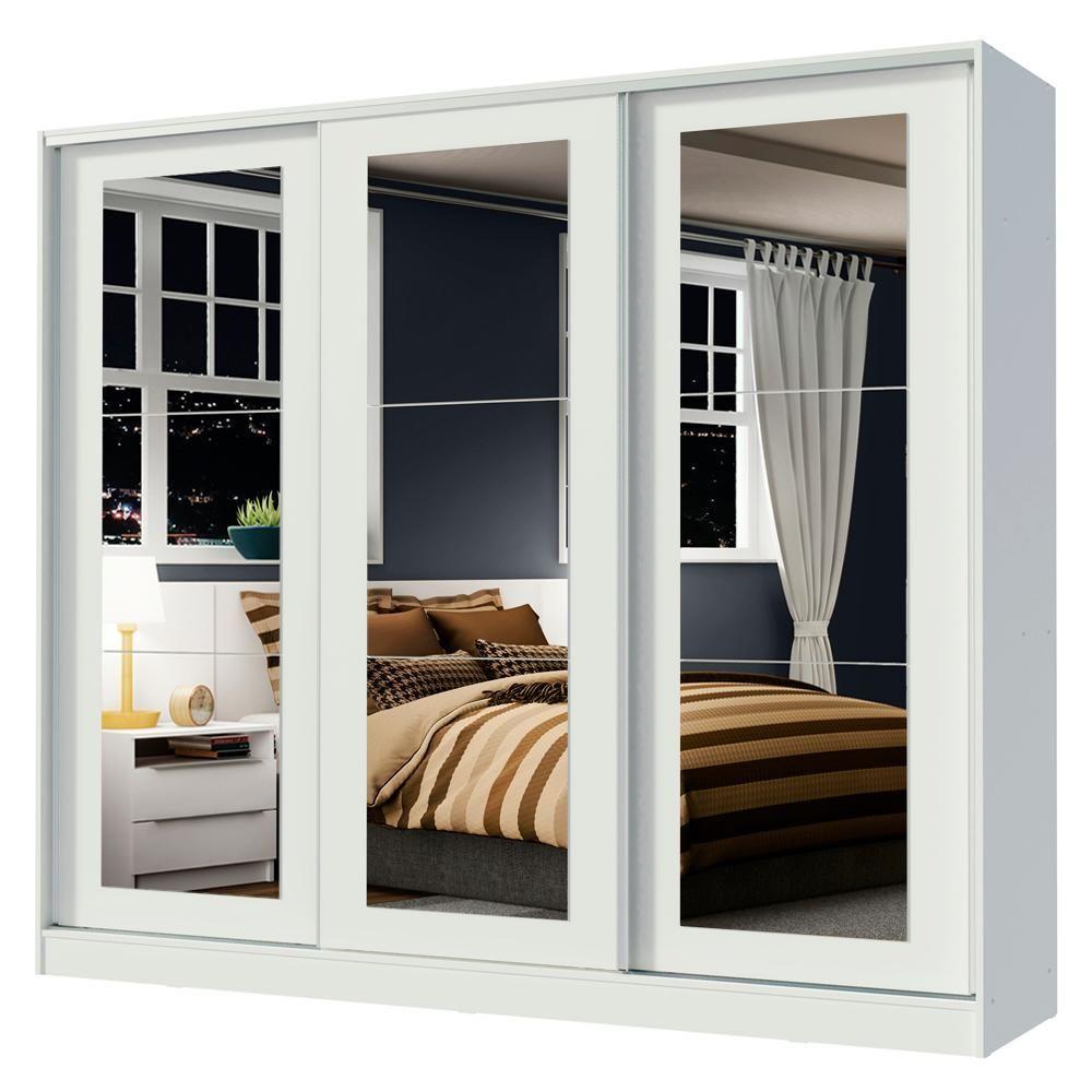 Guarda-roupa Casal Eros 3 Portas de Correr de Espelho Madesa - 2