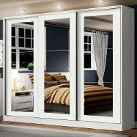 Guarda-roupa Casal Eros 3 Portas de Correr de Espelho Madesa - 1