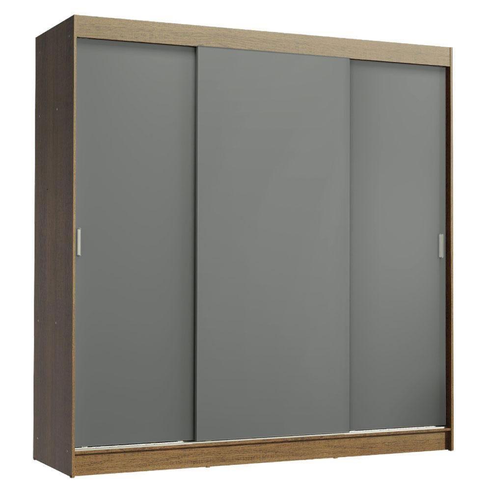 Guarda-roupa Casal Madesa Reno 3 Portas Correr Rustic Cinza - 1