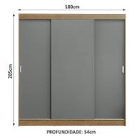 Guarda-roupa Casal Madesa Reno 3 Portas Correr Rustic Cinza - 8