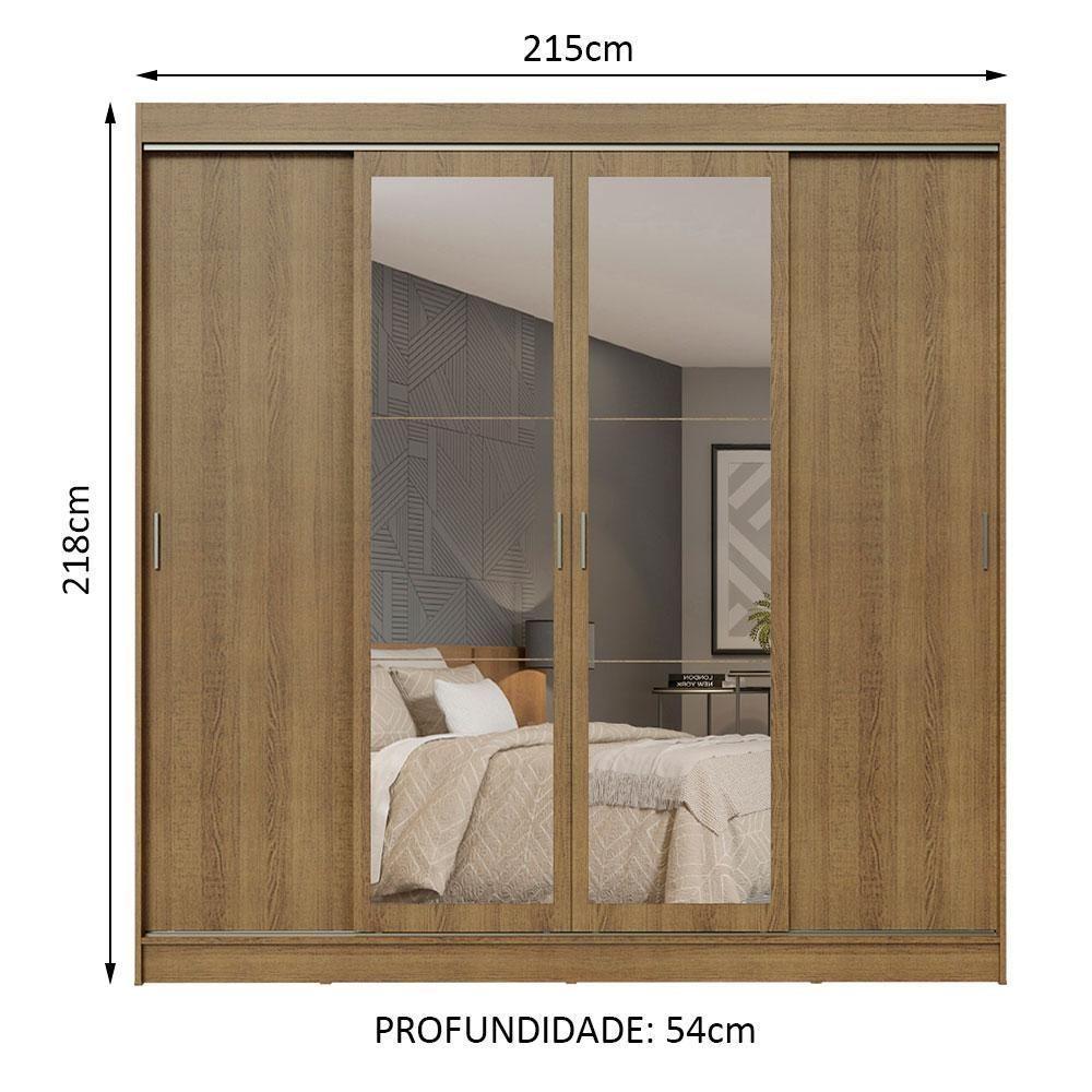 Guarda-roupa Casal Madesa Austin 4 Portas De Correr Com Espelhos 3 Gavetas - Rustic Rustic - 10