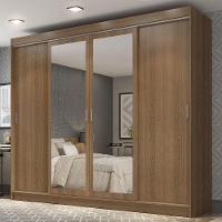 Guarda-roupa Casal Madesa Austin 4 Portas De Correr Com Espelhos 3 Gavetas - Rustic Rustic - 1