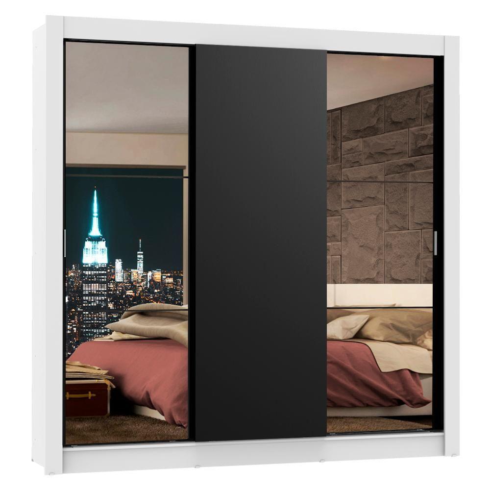 Guarda-roupa 3 Portas de Correr Espelhos 2 Gavetas Madesa - 2