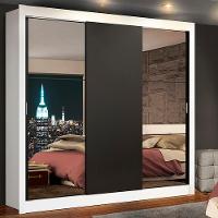 Guarda-roupa 3 Portas de Correr Espelhos 2 Gavetas Madesa - 1