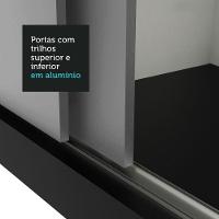 Guarda-roupa Casal 3 Portas Com Espelho Preto/Cinza