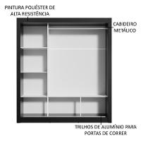 Guarda-roupa Casal 3 Portas Com Espelho Preto/Cinza - 7