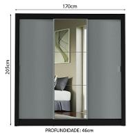 Guarda-roupa Casal 3 Portas Com Espelho Preto/Cinza - 9