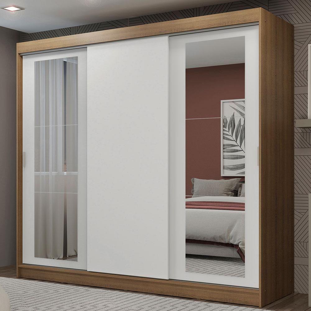 Guarda-roupa 3 Portas de Correr Espelhos 3 Gavetas Madesa - 1