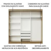 Guarda-roupa 3 Portas de Correr Espelhos 3 Gavetas Madesa