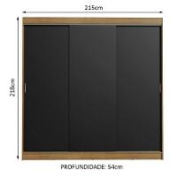 Guarda-roupa Casal 3 Portas de Correr 3 Gavetas Madesa - 7