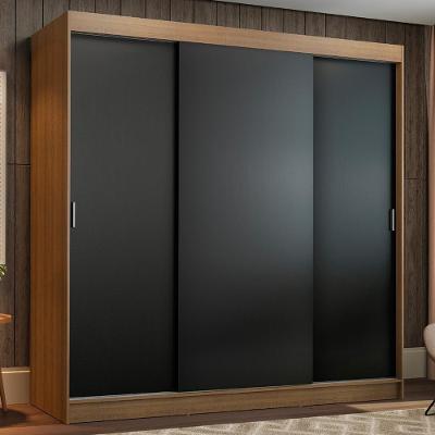 Guarda Roupa Casal Reno 3 Portas de Correr 4 Gavetas Rustic-preto Madesa