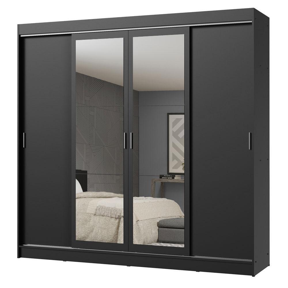 Guarda-roupa 4 Portas de Correr Espelhos 3 Gavetas Madesa - 2