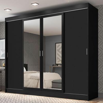 Guarda-roupa 4 Portas de Correr Espelhos 3 Gavetas Madesa