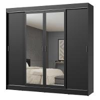 Guarda-roupa 4 Portas de Correr Espelhos 3 Gavetas Madesa - 2