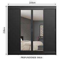 Guarda-roupa 4 Portas de Correr Espelhos 3 Gavetas Madesa