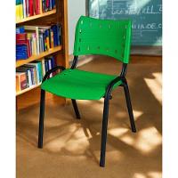 Cadeira Iso Base Preto Igreja, Escola, Escritório - Verde - Kit 3 Peças - 2