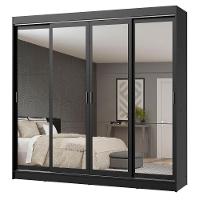 Guarda-roupa 4 Portas de Correr de Espelho 3 Gavetas Madesa - 2