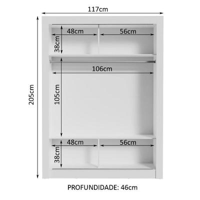 Guarda Roupa Solteiro Denver 2 Portas de Correr Branco-Cinza Madesa