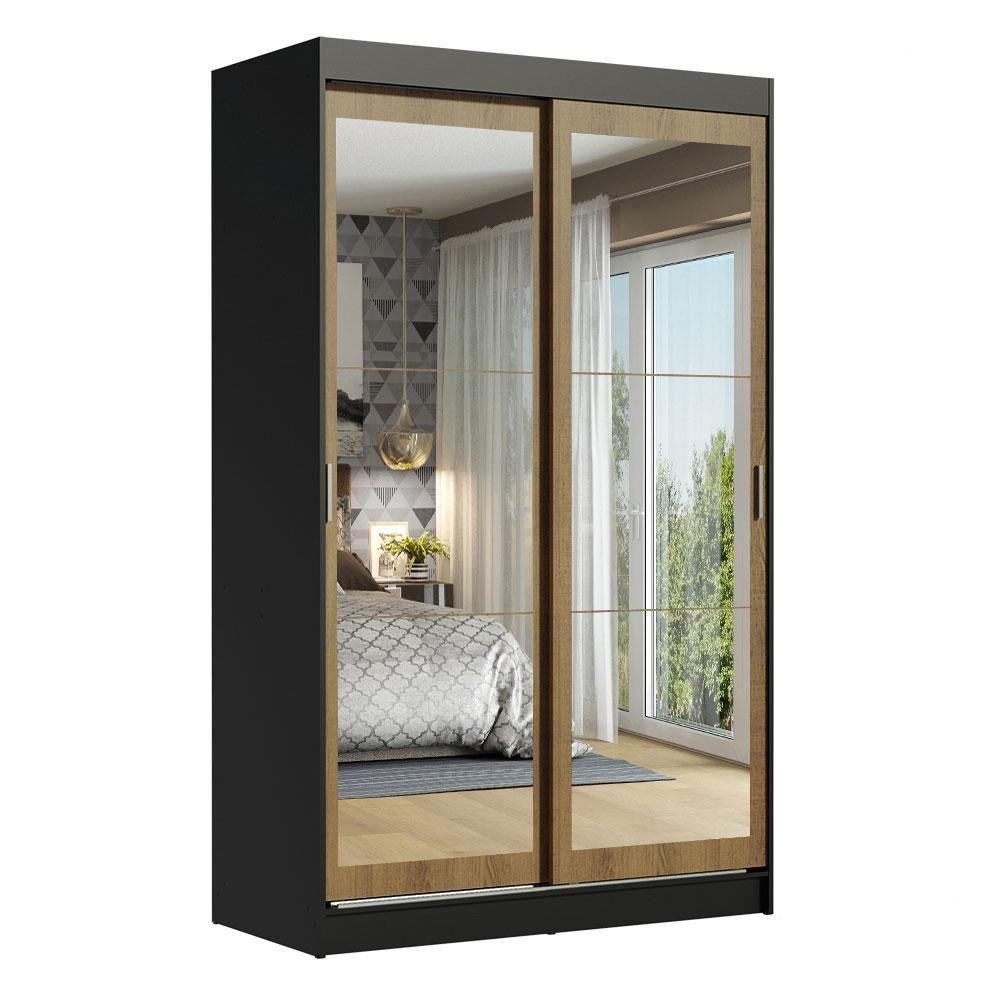 Guarda-roupa 2 Portas de Correr de Espelho 2 Gavetas Madesa - 6