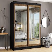 Guarda-roupa 2 Portas de Correr de Espelho 2 Gavetas Madesa - 1