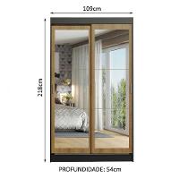 Guarda-roupa 2 Portas de Correr de Espelho 2 Gavetas Madesa - 5