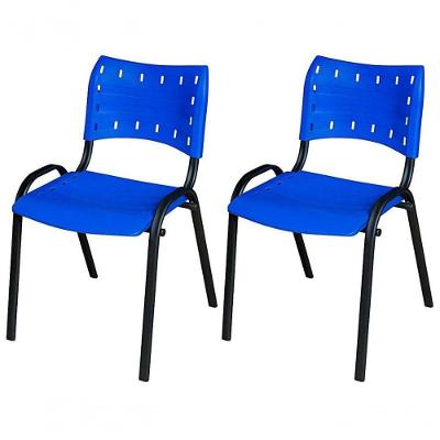 Cadeira Iso Base Preto Igreja, Escola, Escritório - Azul Kit 2 Peças