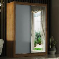 Guarda-roupa Solteiro 2 Portas Com Espelho Rustic/Cinza - 1