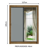 Guarda-roupa Solteiro 2 Portas Com Espelho Rustic/Cinza - 8