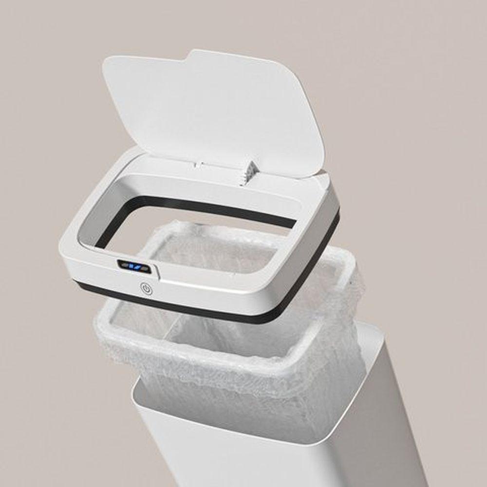 Lixeira Automática Retangular 14 Lts Usb Com Sensor Branca - 5