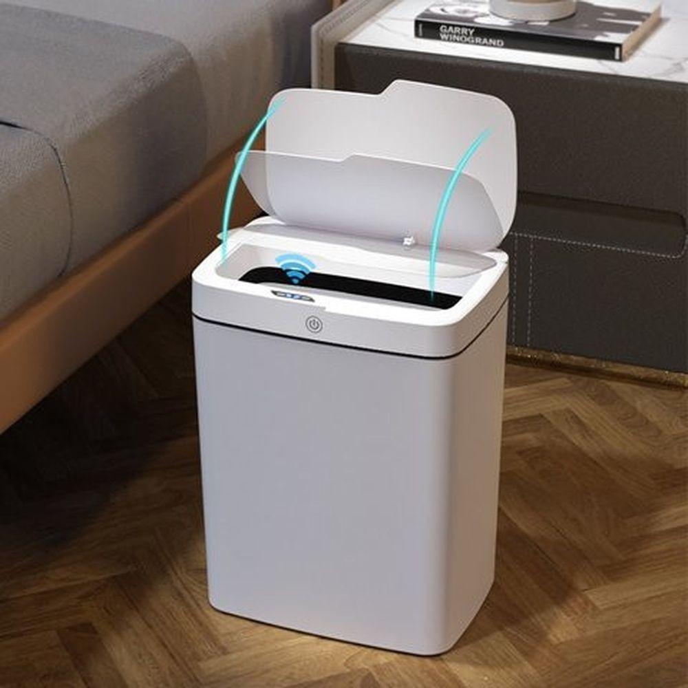 Lixeira Automática Retangular 14 Lts Usb Com Sensor Branca - 6