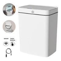 Lixeira Automática Retangular 14 Lts Usb Com Sensor Branca - 2