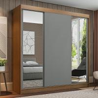 Guarda-roupa Madesa Reno 3 Porta Correr Espelho Rustic Cinza