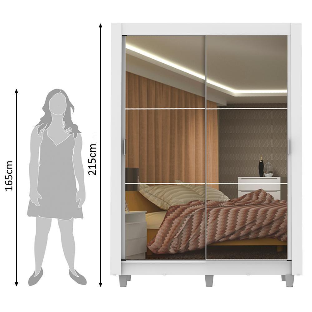 Guarda-roupa Solteiro Madesa Denver 2 Portas Correr Espelho - 10