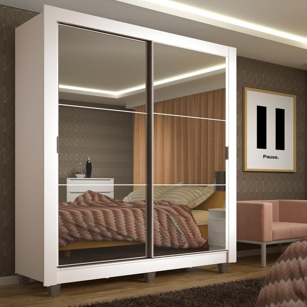 Guarda-roupa Solteiro Madesa Denver 2 Portas Correr Espelho - 1